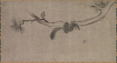 Squirrel on a Pine Branch, 1500s. Song Tian (Chinese, active 1300s). Hanging scroll, ink on paper;