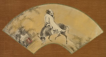 Pan Lang (Han Ro), mid-1500s. Shikibu Terutada (Japanese, active mid-1500s). Fan-shaped painting