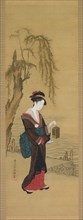 Beauty with Fireflies, early 1800s. After Kubo Shunman (1757-1820). Hanging scroll; ink and color