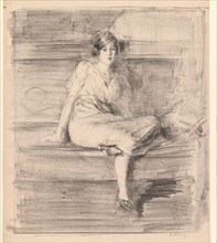 Untitled (Young Lady Seated), 1914. Albert de Belleroche (British, 1864-1944). Lithograph; image: