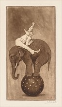 Elephant and Clown (L'Elephant et le Clown), c. 1889. Henri Charles Guérard (French, 1846-1897).