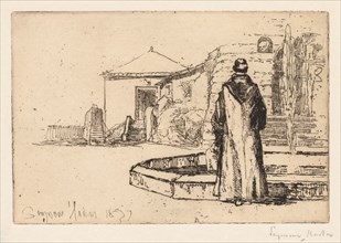 Monk at a Fountain, 1877. Francis Seymour Haden (British, 1818-1910). Etching