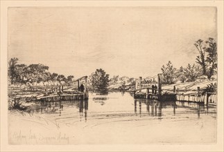 Egham Lock, 1859. Francis Seymour Haden (British, 1818-1910). Etching and drypoint