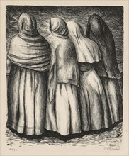 Women in Profile (Mujeres de perfil), 1945. Luis Arenal (Mexican, 1909-1985). Lithograph; image: 41