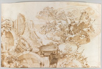 The Apotheosis of Romulus: Design for a Ceiling, c. 1675-76. Domenico Maria Canuti (Italian,