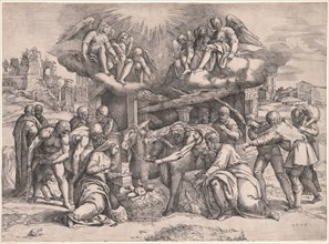 The Adoration of the Shepherds, c. 1552. Battista Franco (Italian, c. 1510-1561). Etching and