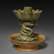 Lamp Stand with Coiling Dragons and Lotus Design, 581-907. China, Sui dynasty (581-618) to early