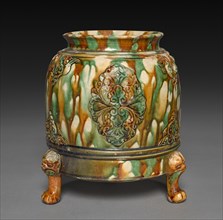 Jar with Applied Floral Decoration, 618-907. China, Tang dynasty (618-907). Glazed earthenware,