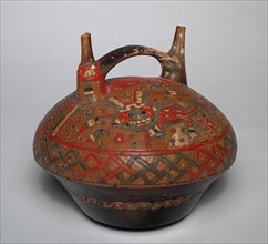 Double-spouted Vessel, 750-1 BC. Andes, south coast, Paracas people. Ceramic, resin-based paint;