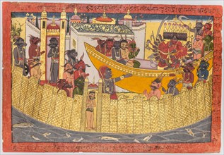 Ravana’s sister complains that her nose was cut off by Lakshmana as the demons prepare to depart to