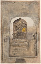 Worship of stone image of Shiva and Parvati within a lingam, c. 1710. Indian, Himachal Pradesh,