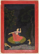 Vasaksajja  Nayika, c. 1750. India, Nurpur. Color on paper; page: 28.6 x 20.3 cm (11 1/4 x 8 in.);