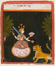 A page from a Devi series, c. 1660. India, Rajasthan, Ajmer. Color on paper; miniature: 24.8 x 21