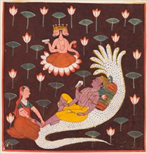 Vishnu on Ananta, the Endless Serpent, c. 1700. Northern India, Himachal Pradesh, Pahari Kingdom of