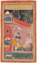 A page form a Ragamala series: Ramakali Ragini of Hindol Raga, c. 1610. India, Rajasthan, Bundi.
