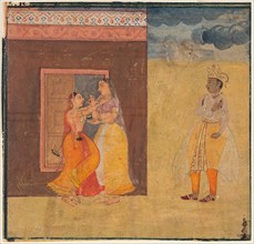 Krishna Abhisarika Nayika, from a Rasikapriya manuscript, c. 1615-25. India, Rajasthan, Amber.