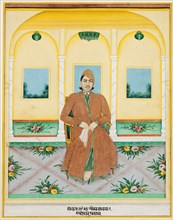Portrait of Ganadhar Prasad, 1881. Northwestern India, Rajasthan, Rajput Kingdom of Alwar. Opaque