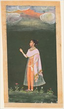 Lady Holding a Flower, c. 1670s–80s. Northwestern India, Rajasthan, Rajput Kingdom of Bikaner.