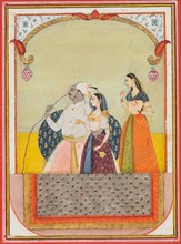 Maharaja Sri Anand Singhji and his consort, 1729. Ustad Murad (Indian, active 1700s). Color on