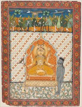 Devi enshrined and holding the tongue of a demon, c. 1725. India, Sirohi or North Deccan. Color on