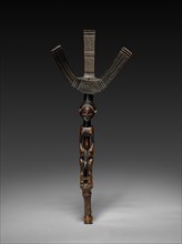 Bow Stand, 1800s. Africa, Democratic Republic of the Congo, Luba people. Wood, plant fiber; without