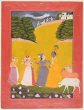 Taking of the Toll, Dana-lila, c. 1760. Northern India, Himachal Pradesh, Pahari Kingdom, probably