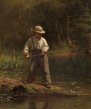 Boy Fishing, 1860s. Eastman Johnson (American, 1824-1906). Oil on canvas; unframed: 23.5 x 19 cm (9