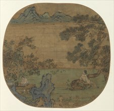 Landscape with Figures, 960-1279. China, Song dynasty (960-1279). Album leaf, ink and color on