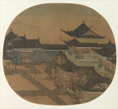 A Palace, 1271-1368. China, Yuan dynasty (1271-1368). Album leaf, ink and color on silk; diameter: