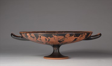 Drinking Cup (Kylix), c. 480 BC. Attributed to Douris (Greek). Earthenware with slip decoration;
