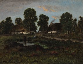 Cottages Near Larchant, not dated. Imitator of Théodore Rousseau (French, 1812-1867). Oil on wood