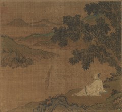Man on a Hillside under a Tree Overlooking a River, Ming Dynasty(?). China, Ming dynasty