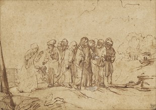 Christ and the Canaanite Woman; Rembrandt Harmensz. van Rijn, Dutch, 1606 - 1669, about 1650; Pen and brown ink, brown wash