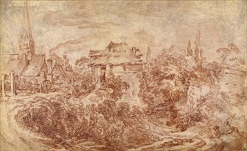 Landscape with Figures; François Boucher, French, 1703 - 1770, France; about 1726 - 1728; Red chalk on vellum; 30.5 × 49.2 cm