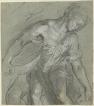 Figure Study; Federico Barocci, Italian, about 1535 - 1612, Italy; 1603 - 1607; Black and white chalk, beige chalk on right