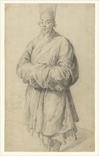 Man in Korean Costume; Peter Paul Rubens, Flemish, 1577 - 1640, about 1617; Black chalk with touches of red chalk in the face