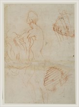 Study of a Kneeling Figure with a Sketch of a Face, recto, Figure Study and Face, verso, Andrea del Sarto, Italian, 1486