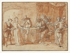 Scene from the Italian Comedy, recto, Figure Study, verso, Claude Gillot, French, 1673 - 1722, France; about 1700; Pen