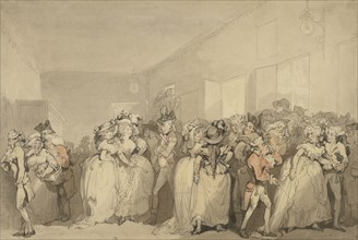 Box-Lobby Loungers; Thomas Rowlandson, British, 1757 - 1827, 1785; Pencil, pen and black and gray ink, and watercolor