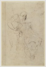 Studies for the Disputa; Raphael, Raffaello Sanzio, Italian, 1483 - 1520, Italy; 1509 - 1511; Pen and brown ink, recto, Pen