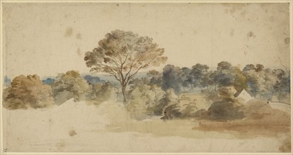 Landscape; Anthony van Dyck, Flemish, 1599 - 1641, about 1640; Pen and brown ink and watercolor; 18.9 x 36.4 cm