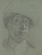 Self-Portrait Wearing a Cloth Hat; Jonathan Richardson the Elder, British, 1667 - 1745, about 1730 - 1735; Black chalk