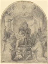 Madonna and Child with Saints; Fra Bartolommeo, Baccio della Porta, Italian, 1472 - 1517, Italy; 1510 - 1513; Black chalk with