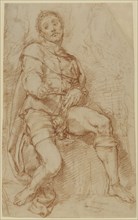 A Seated Man; Bernardino Poccetti, Barbatelli, Italian, 1548 - 1612, about 1600 - 1610; Red chalk and light white heightening