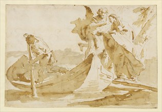 Flight into Egypt; Giovanni Battista Tiepolo, Italian, 1696 - 1770, Italy; 1725 - 1735; Pen and brown ink with brown wash over