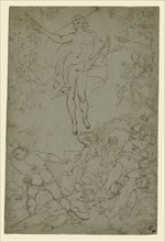 The Resurrection; Santi di Tito, Italian, 1536 - 1603, about 1568; Pen and brown ink over black chalk on blue paper