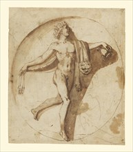 Votary of Bacchus; Nicolas Poussin, French, 1594 - 1665, about 1640; Pen and brown ink and brown wash; 15.7 x 13.5 cm