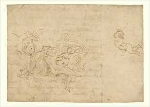 Study for the Triumph of Neptune and Amphitrite; Nicolas Poussin, French, 1594 - 1665, France; about 1635; Pen and brown ink