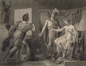 Alexander Ceding Campaspe to Apelles; Jérôme-Martin Langlois, French, 1778 - 1838, 1819; Black and white chalk, gray washes