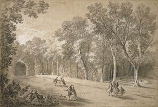 Park Scene; Jean-Baptiste Oudry, French, 1686 - 1755, 1744; Black and white chalk on tan paper; 35.1 × 51.4 cm